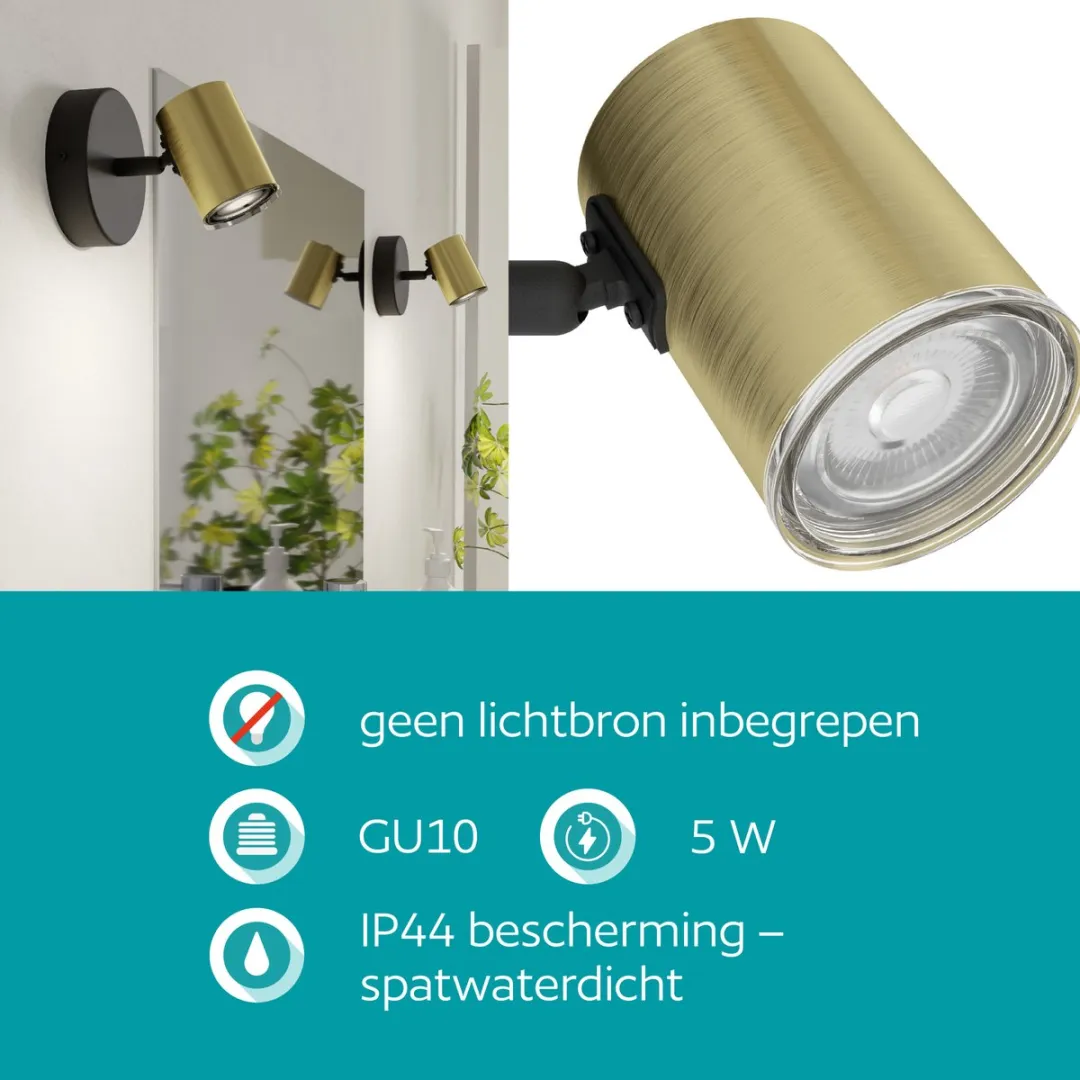 Eglo Consuma 1 Opbouwspot GU10 - 11cm - Zwart/Goud