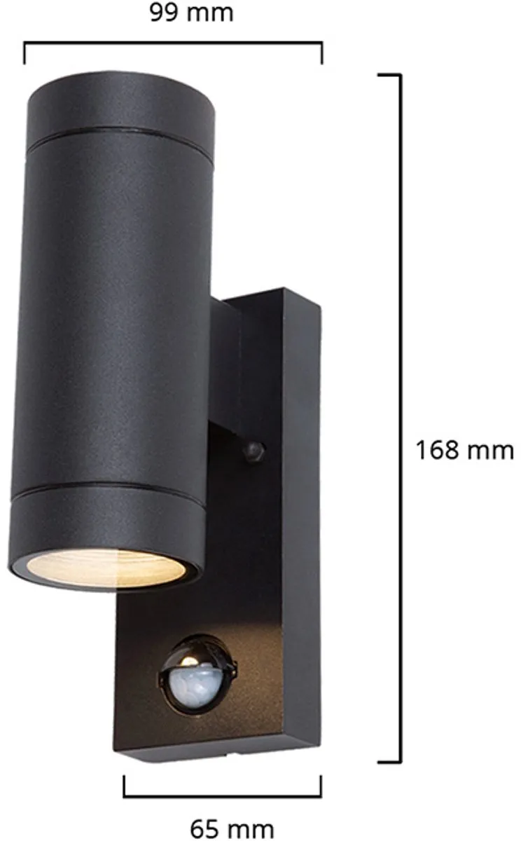 Lybardo Buitenlamp Up & Down Wandlamp - 2x LED GU10 2700K - Zwart