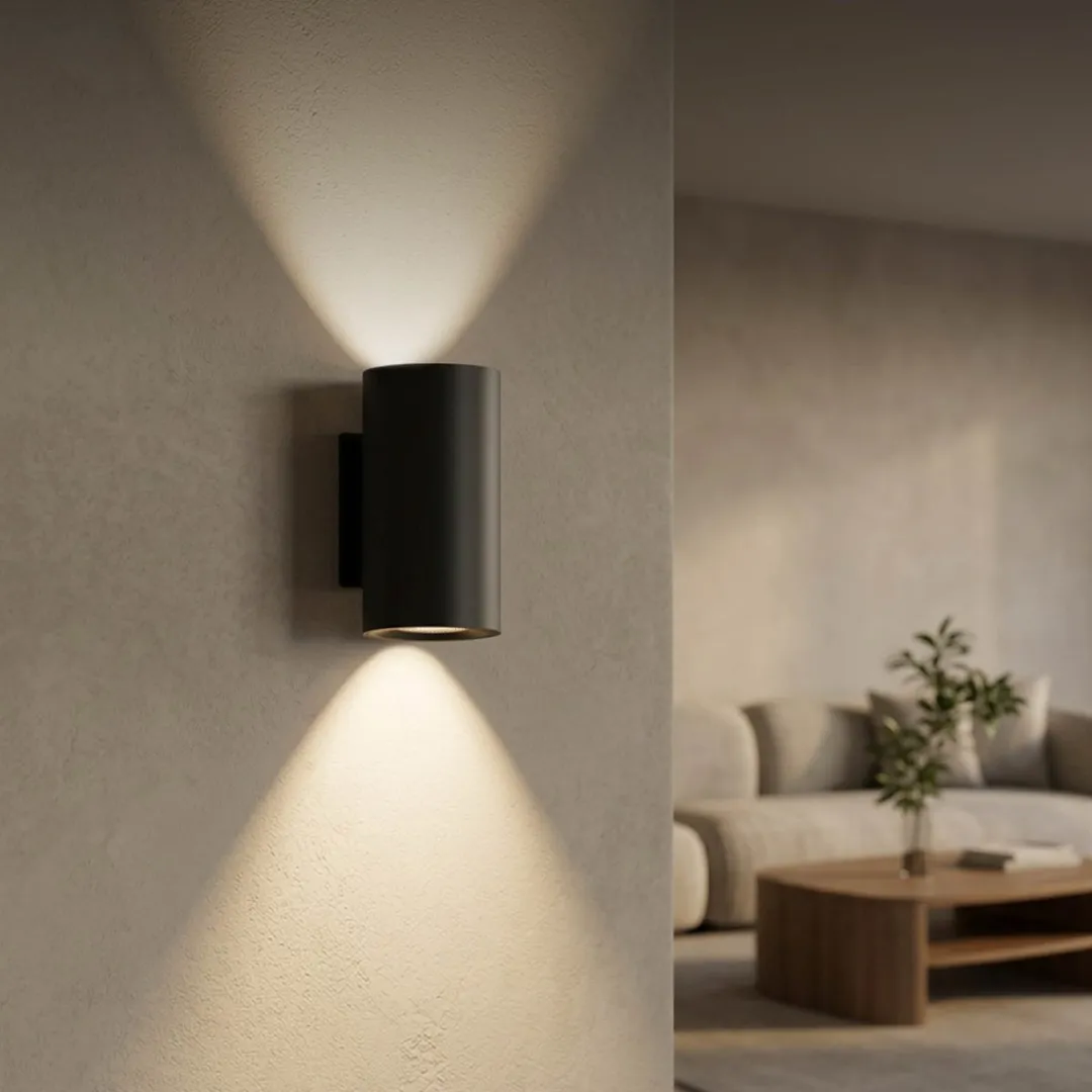 Calex Valmer Wandlamp Up & Downlight - 2 Stuks - IP44 - Zwart