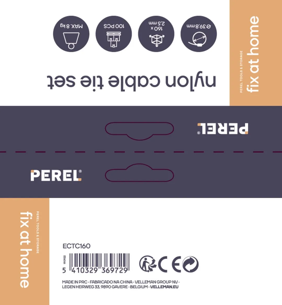 Perel Nylon Kabelbinders 160mm x 2.5mm - 100 Stuks
