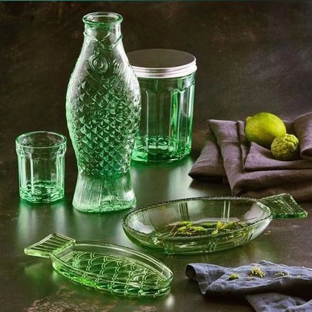 Serax Paola Navone Fish & Fish Drinkglas - Groen Ø7cm - 22cl - 4 Stuks