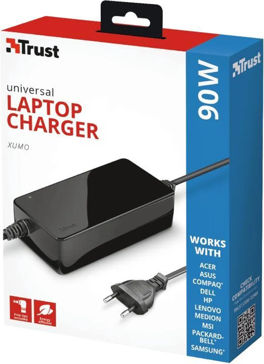 Trust Xumo Laptop Oplader 90W - Zwart