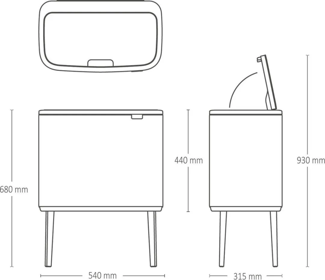 Brabantia Bo Touch Bin Prullenbak 304644 - 3x11L Metallic Gold