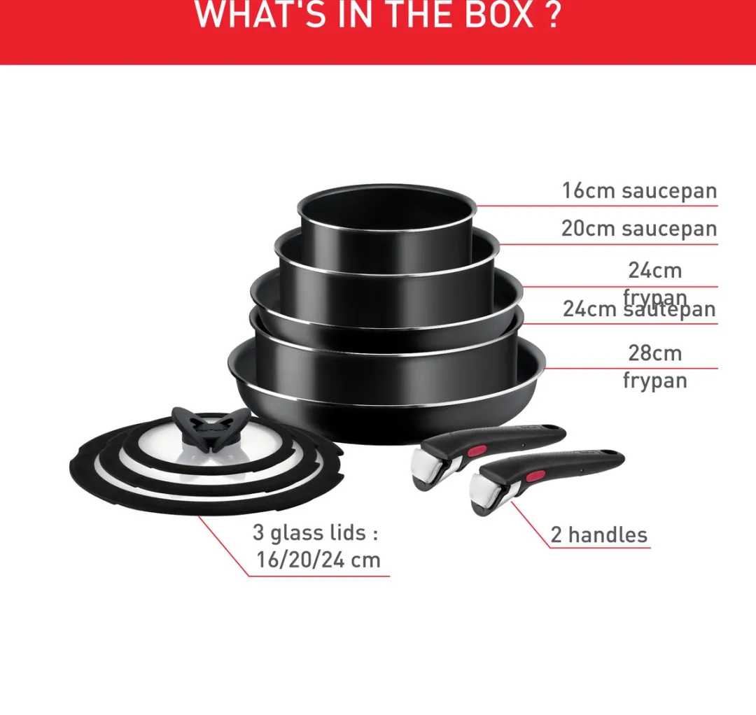 Tefal Ingenio Easy On L1599143 10-delige Set - Zwart