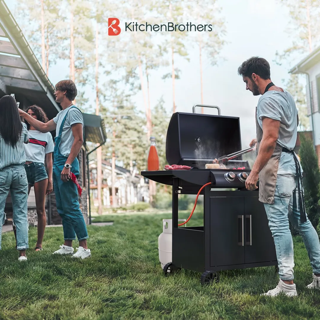KitchenBrothers KB4020 Gas BBQ 5 Branders - 42x57cm - Zwart