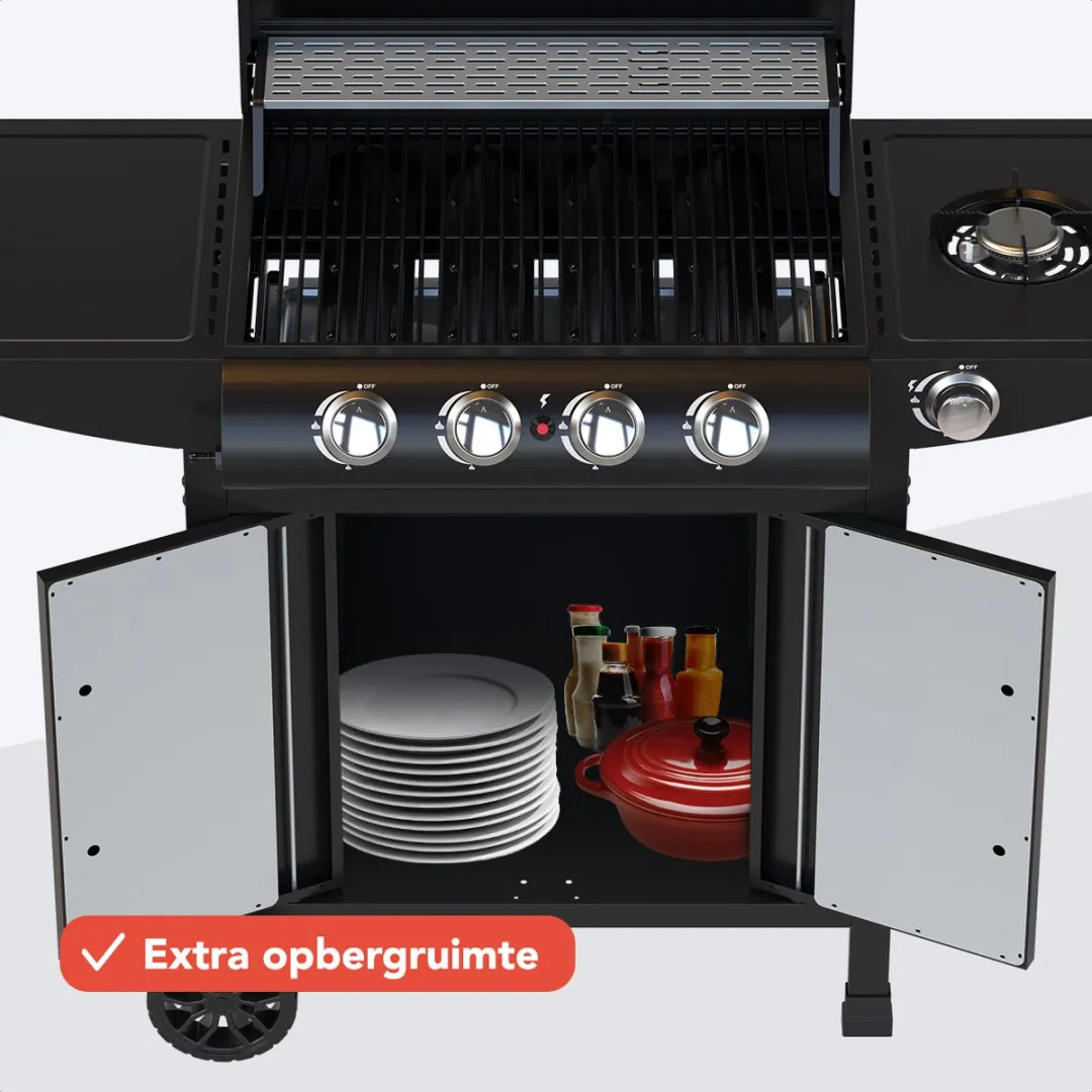 KitchenBrothers KB4020 Gas BBQ 5 Branders - 42x57cm - Zwart