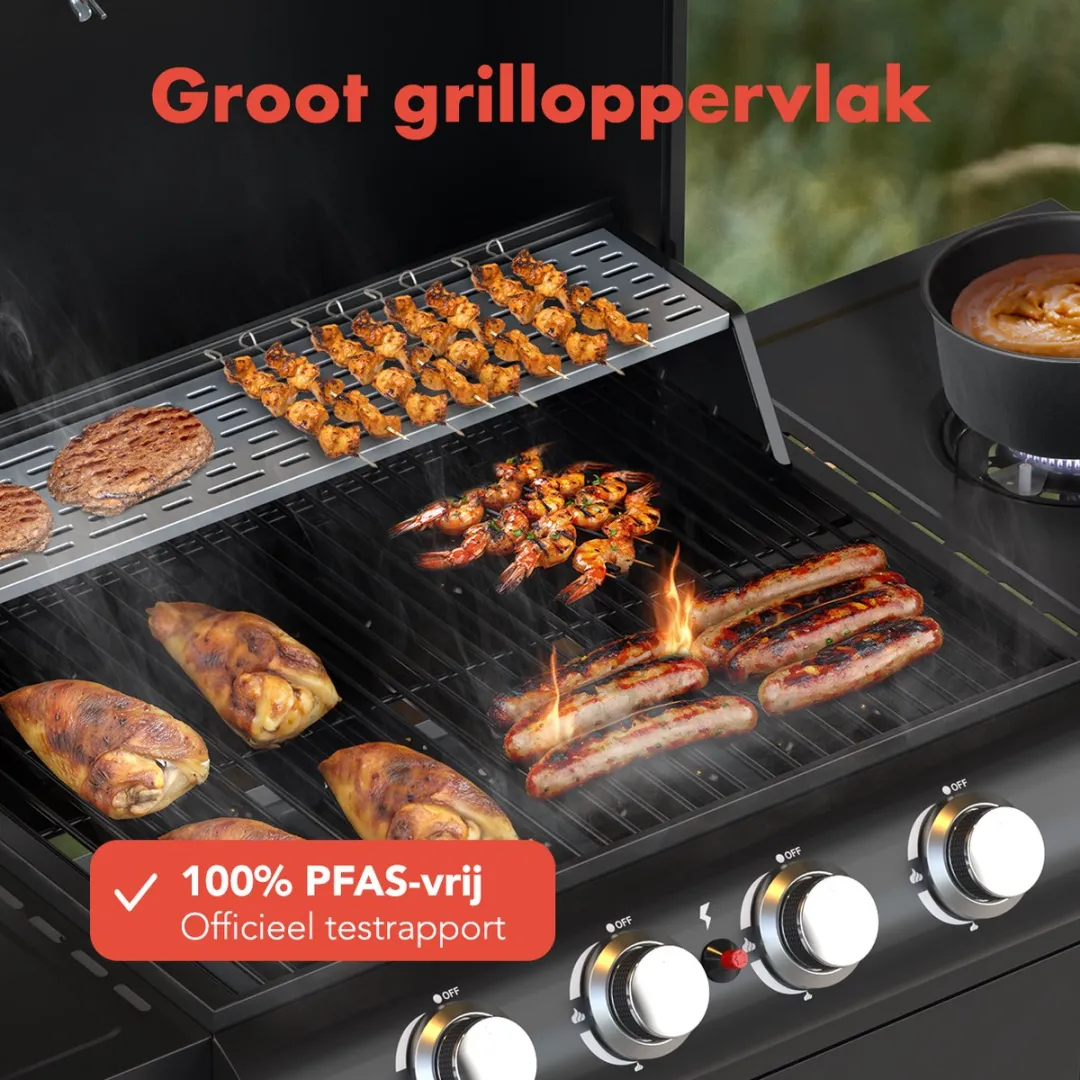 KitchenBrothers KB4020 Gas BBQ 5 Branders - 42x57cm - Zwart