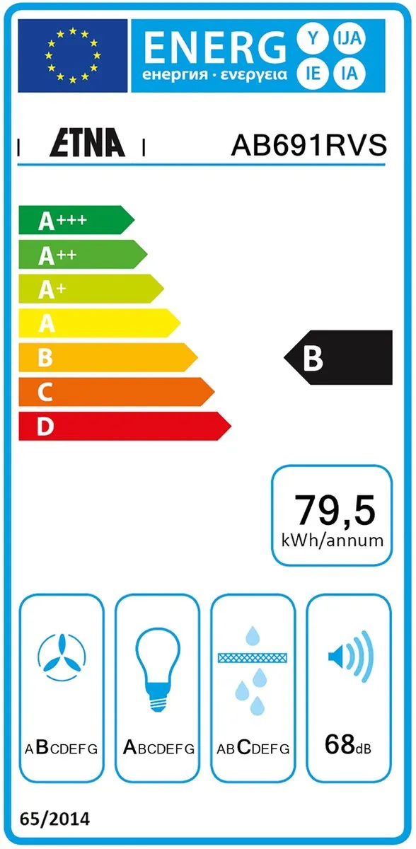 Etna AB691RVS Slimline Schouwkap 90cm - RVS