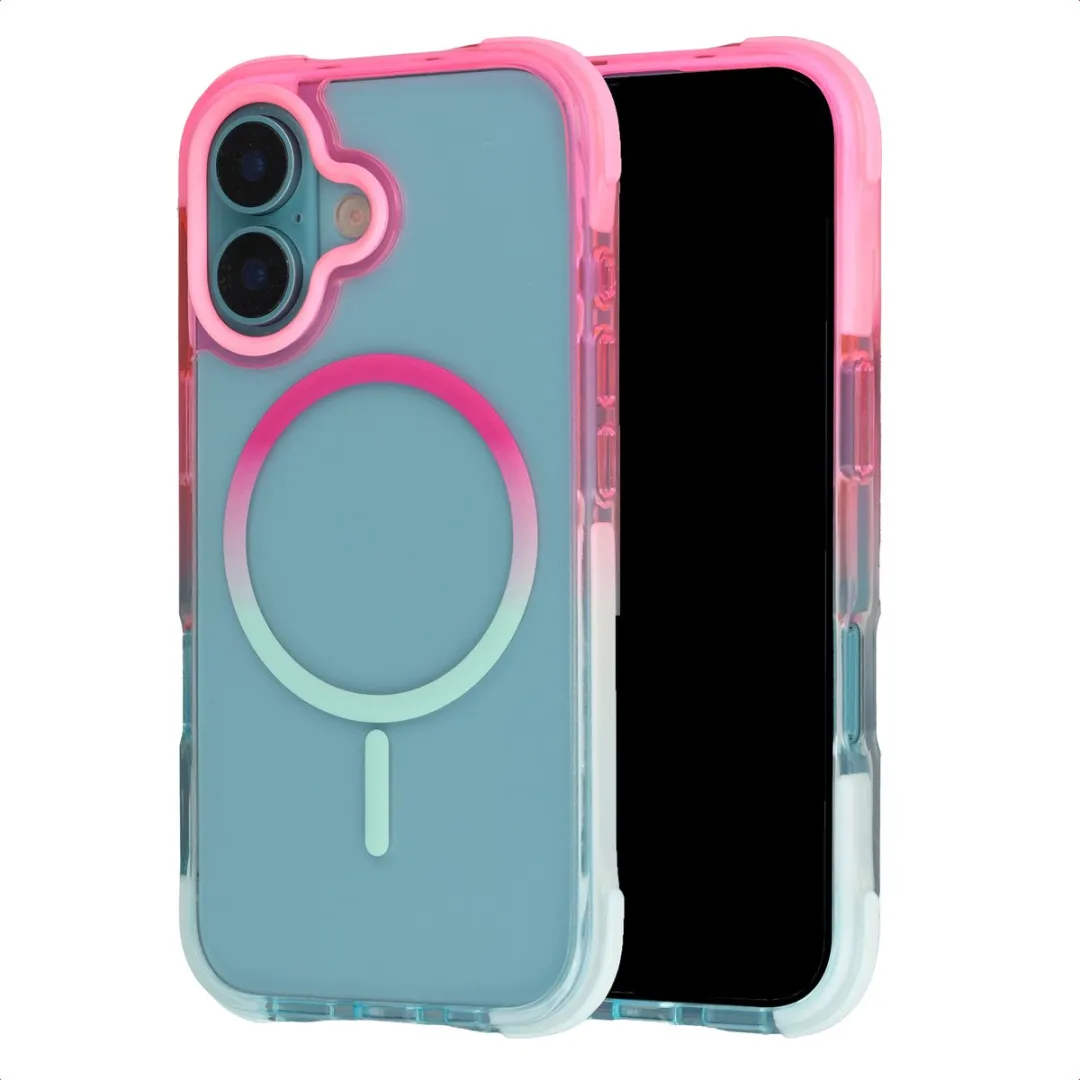 Selencia iPhone 16 Gradient Backcover Hoesje - Roze/Blauw