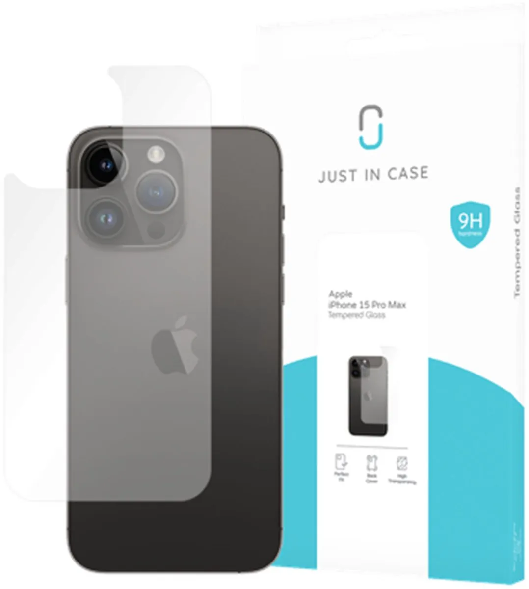 Just in Case Cazy Tempered Glass Back Protector iPhone 15 Pro Max