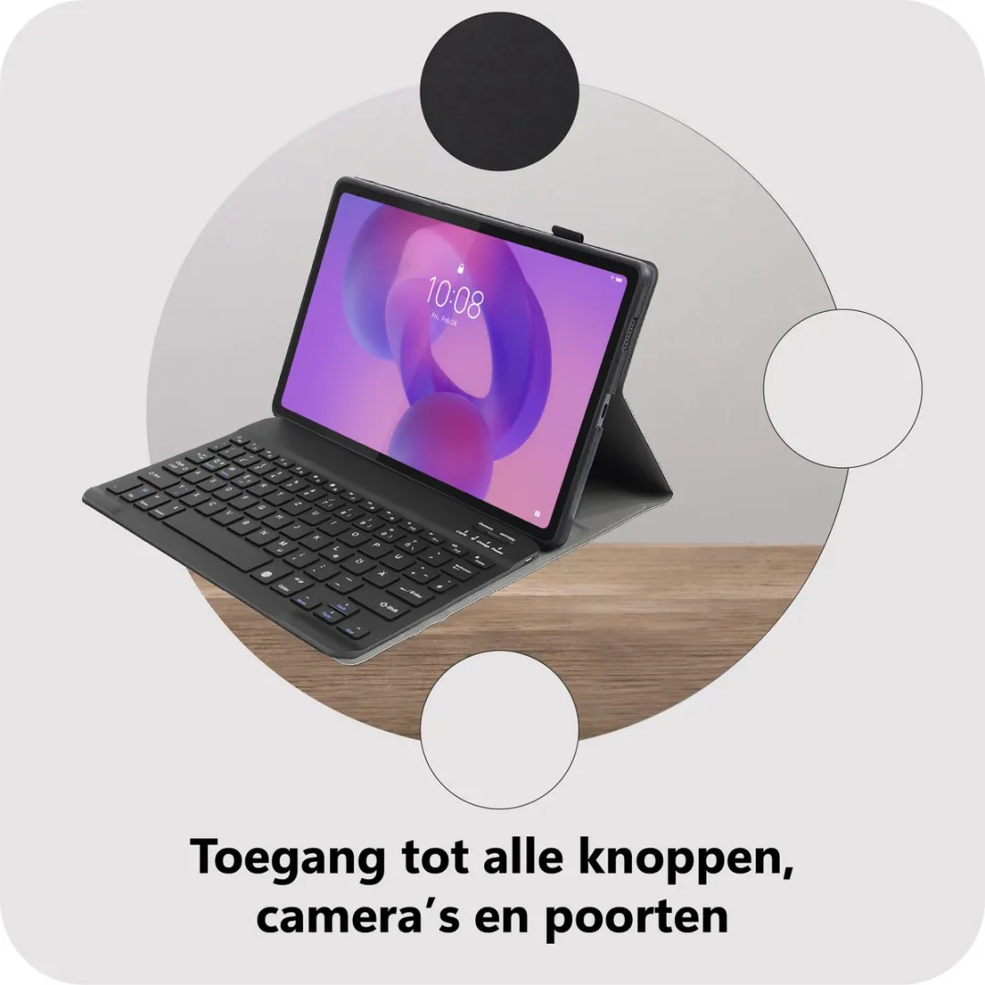 Just in Case TLE2839KB1QZ Tablethoes met Toetsenbord - Lenovo Idea Tab Plus 12" - Zwart