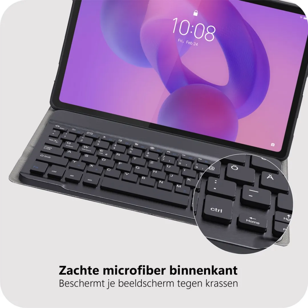 Just in Case TLE2839KB1QZ Tablethoes met Toetsenbord - Lenovo Idea Tab Plus 12" - Zwart