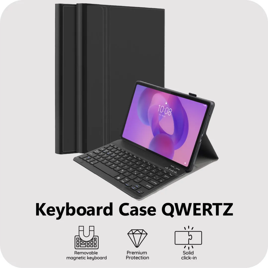 Just in Case TLE2839KB1QZ Tablethoes met Toetsenbord - Lenovo Idea Tab Plus 12" - Zwart