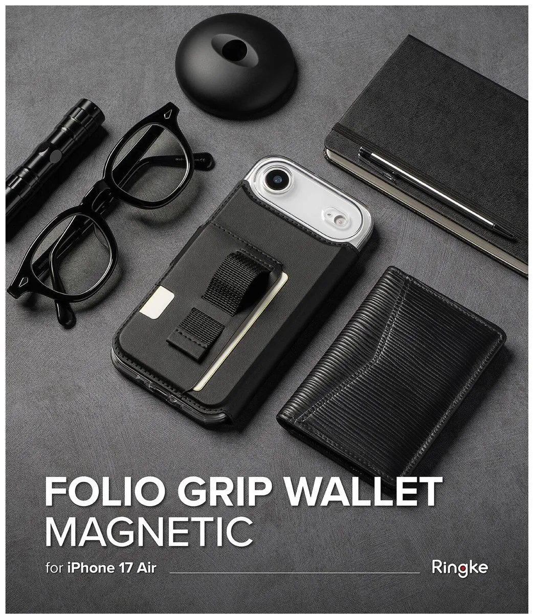 Ringke Folio Grip Wallet iPhone Air - Magneethouder - 3 Pasjes - Zwart