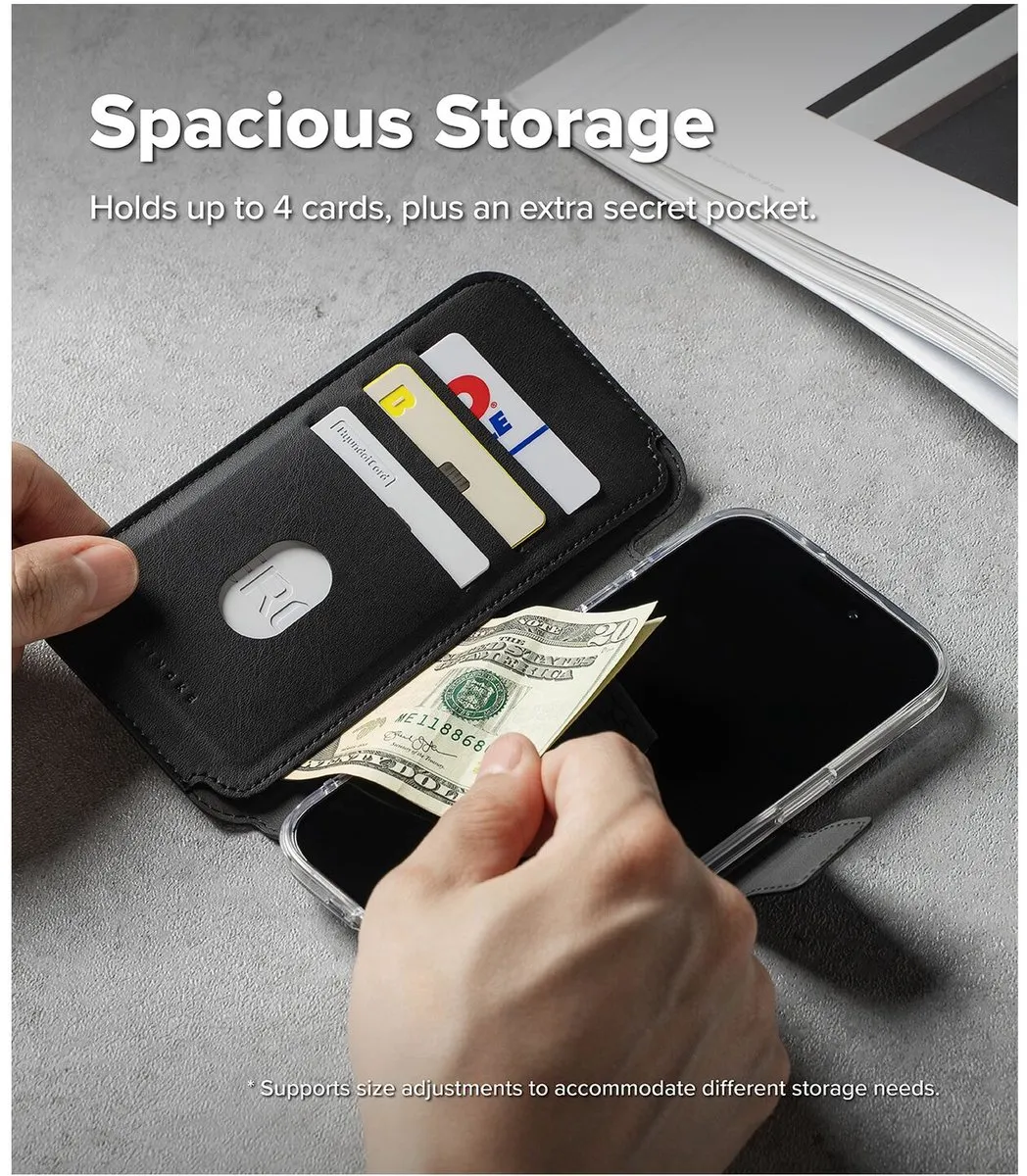 Ringke Folio Grip Wallet iPhone Air - Magneethouder - 3 Pasjes - Zwart