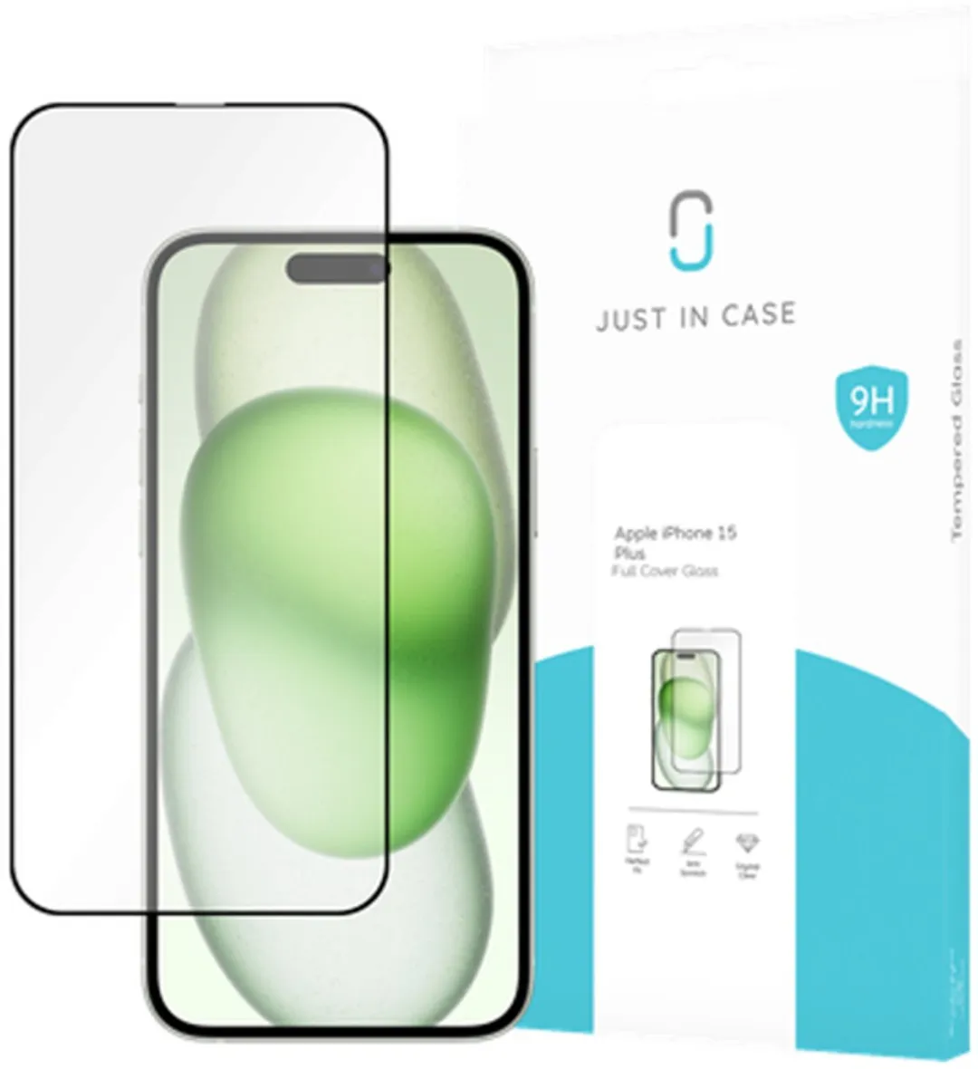 Just in Case iPhone 15 Plus Full Cover Glas Screenprotector - afbeelding 4 van 6