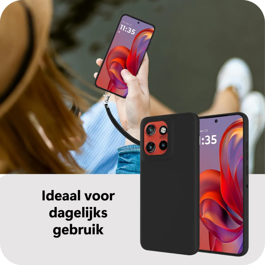 Just in Case Motorola Edge 60 Neo Hoesje met Koord - MMT2825KL1L - Zwart