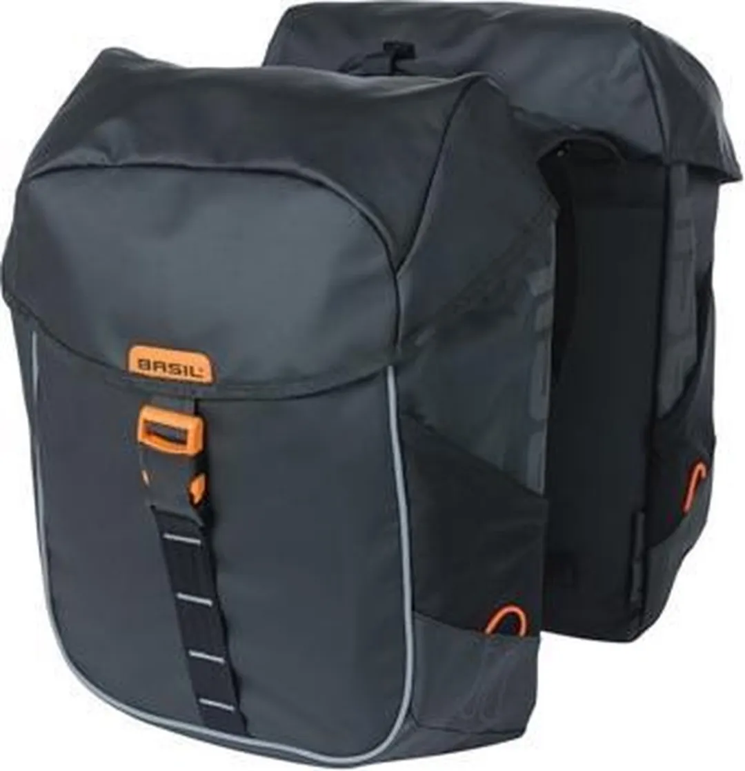 Basil Miles Tarpaulin Dubbele Fietstas - 34L - Zwart/Orange