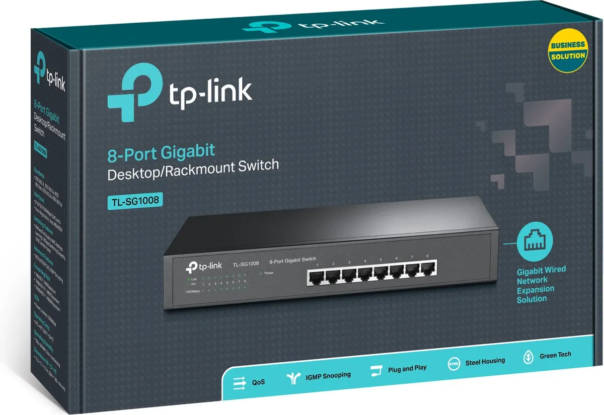 TP-Link TL-SG1008 Unmanaged Netwerkswitch - 8 Poorten
