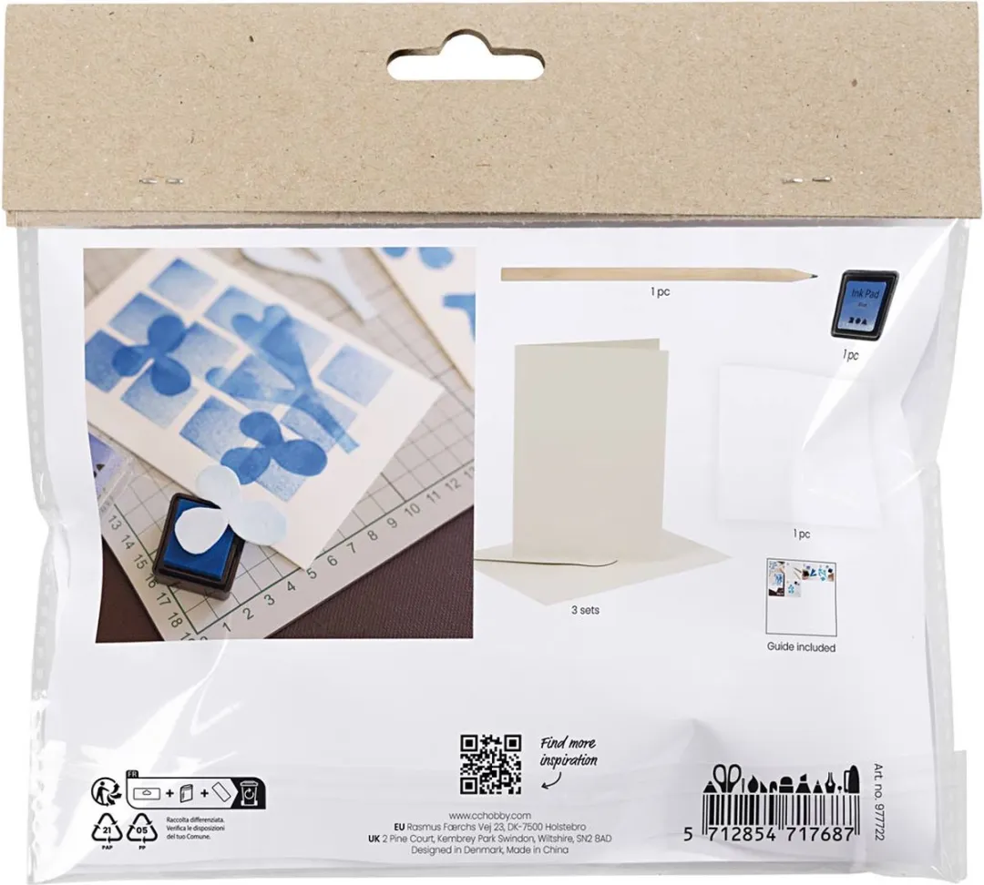 Creativ Company Mini Hobbyset Foam Drukkaart - A5 - Wit/Blauw