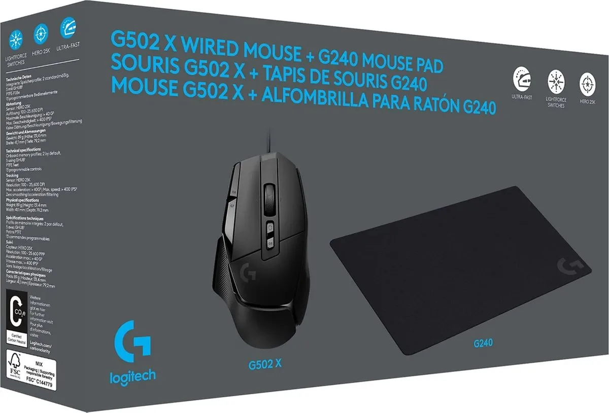 Logitech G G502 X 991-000489 Gaming Muis - 13 Knoppen - Zwart