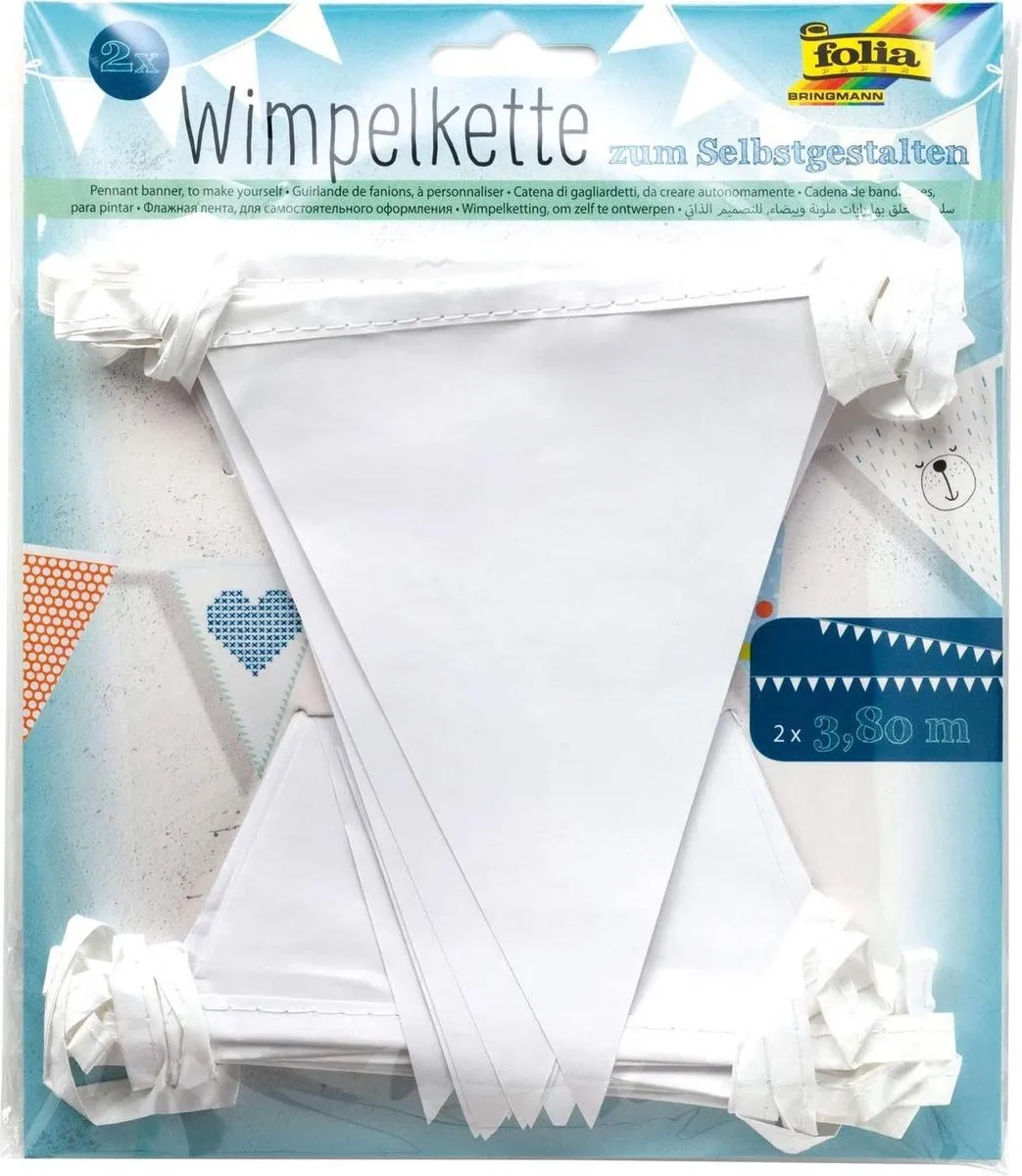 Folia Slinger Blanco Vlaggetjeslint - 4 Stuks
