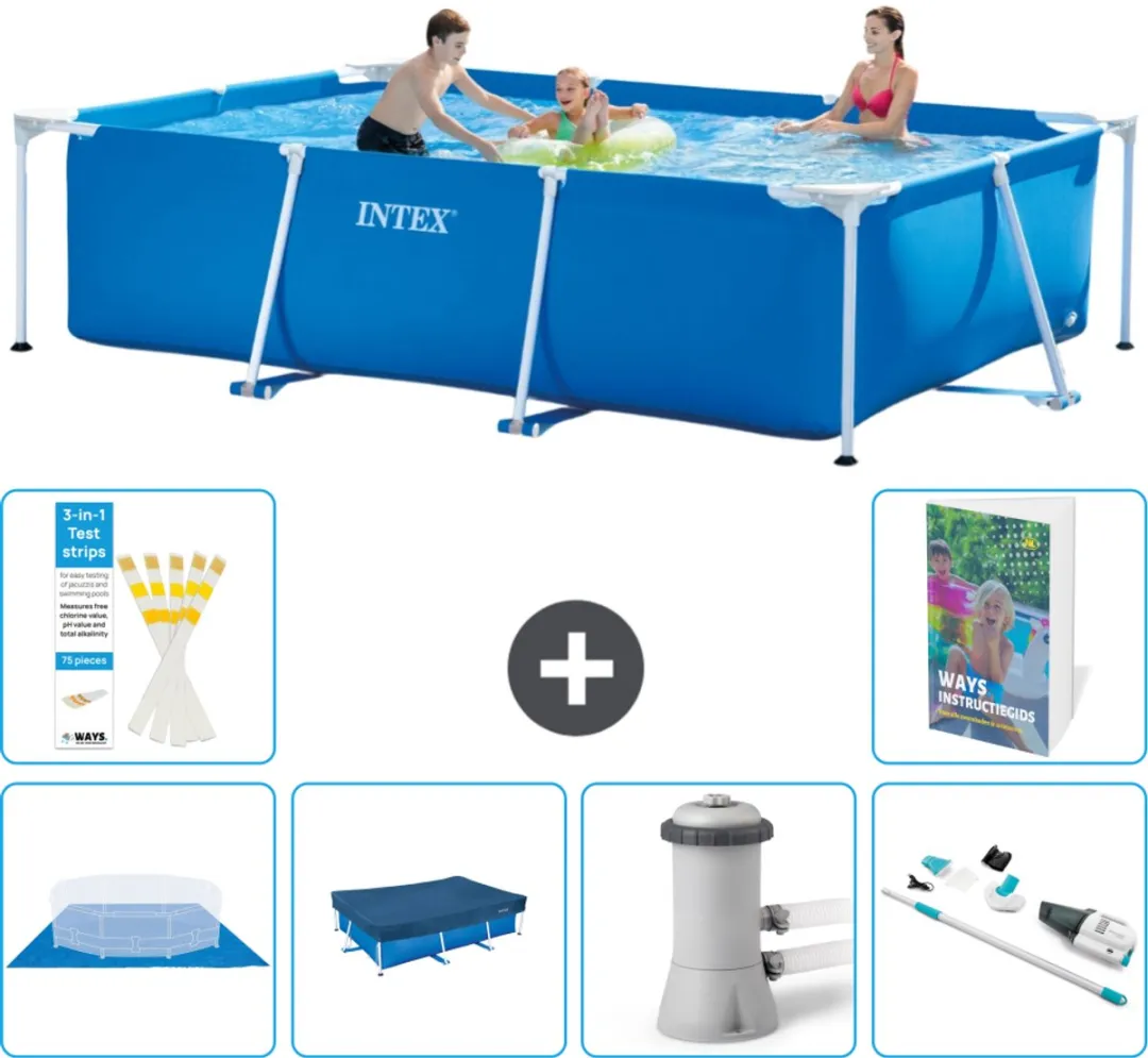 Intex Rechthoekig Frame Zwembad 300x200x75cm - Blauw - 7-delig