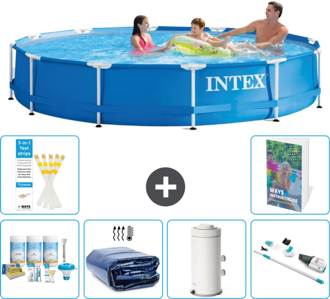 Intex 28210NP Rond Frame Zwembad 366x76cm - Blauw - 7-delig - afbeelding 2 van 6