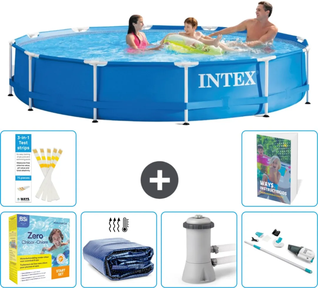 Intex 28210NP Rond Frame Zwembad 366x76cm - Blauw - 7-delig - afbeelding 3 van 6
