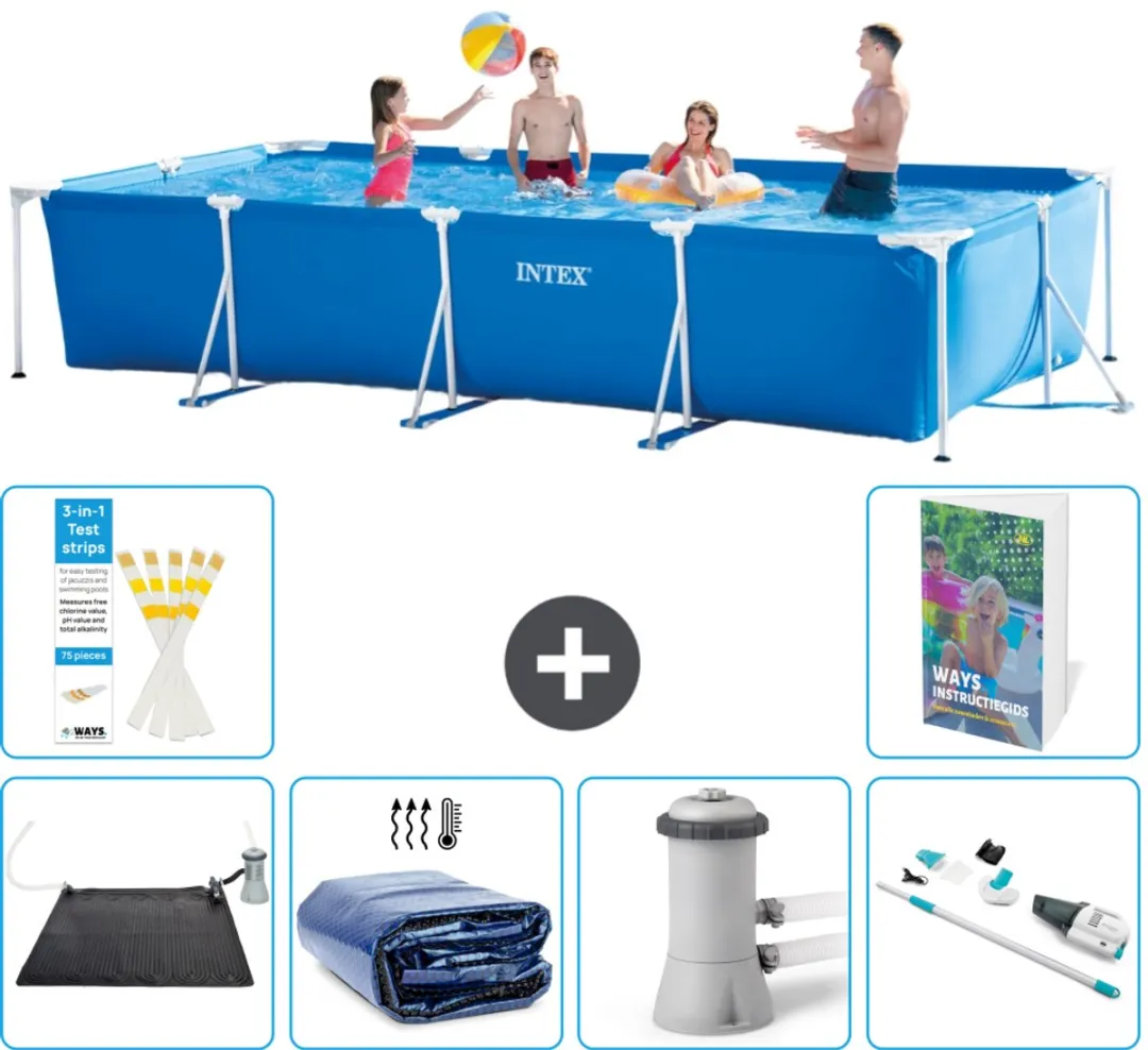 Intex Rechthoekig Frame Zwembad 450x220x84cm - Blauw - 7-delig