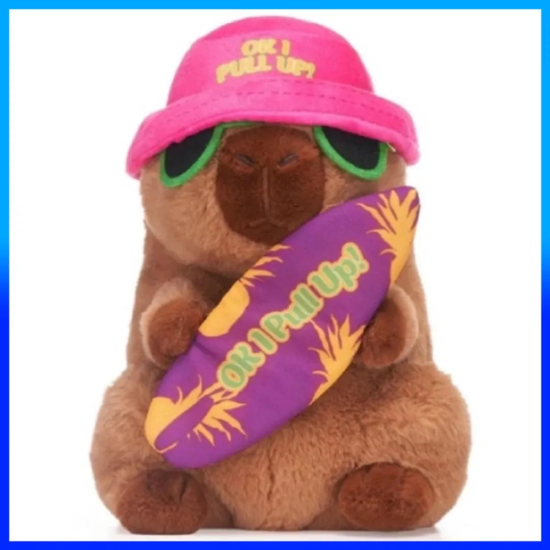Topknuffels Capibara Pluche Knuffel - 26cm - Roze Hoed
