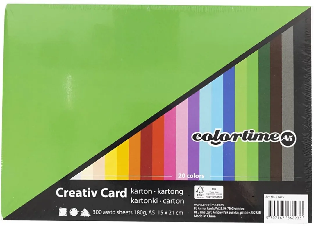 Colortime Creativ Karton A5 Multicolor - 300 Vel