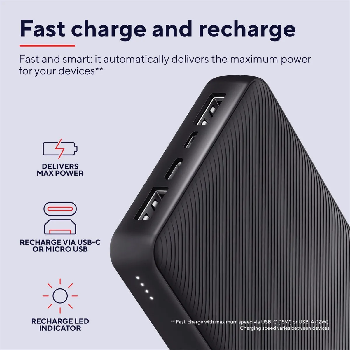 Trust Primo Powerbank 20000mAh 23593 - 3x USB - 15W - Zwart