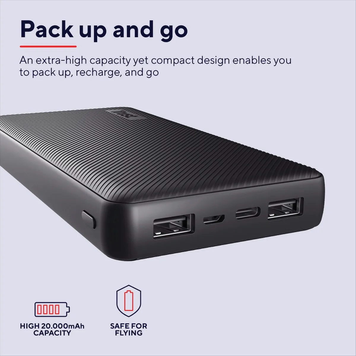 Trust Primo Powerbank 20000mAh 23593 - 3x USB - 15W - Zwart