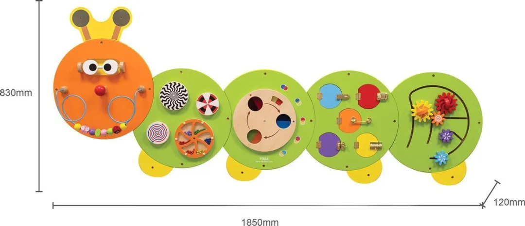 Viga Toys Houten Wandspeelbord Rups 185cm - Oranje