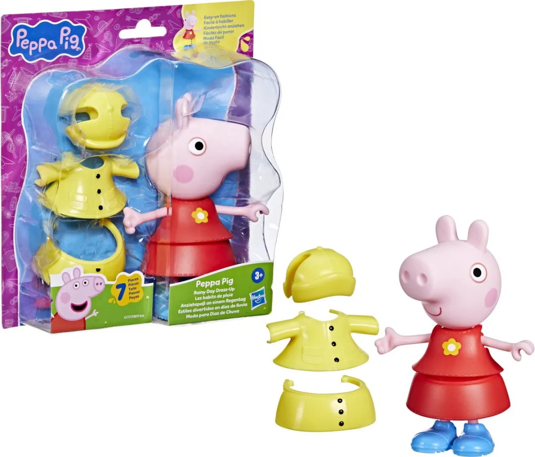 Hasbro Peppa Pig Regendag-aankleedfiguur 15cm - Roze
