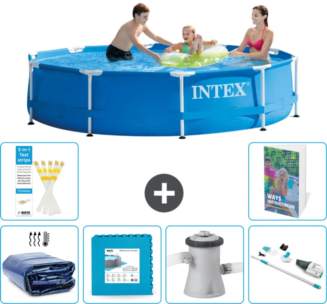 Intex 28200NP-Blauw Rond Frame Zwembad 305x76cm - Blauw - 7-delig - afbeelding 2 van 6