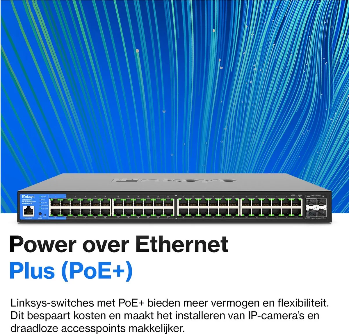 Linksys LGS352MPC - Netwerk Switch - Gigabit - Managed - 48 Poorten - PoE+ - Zwart