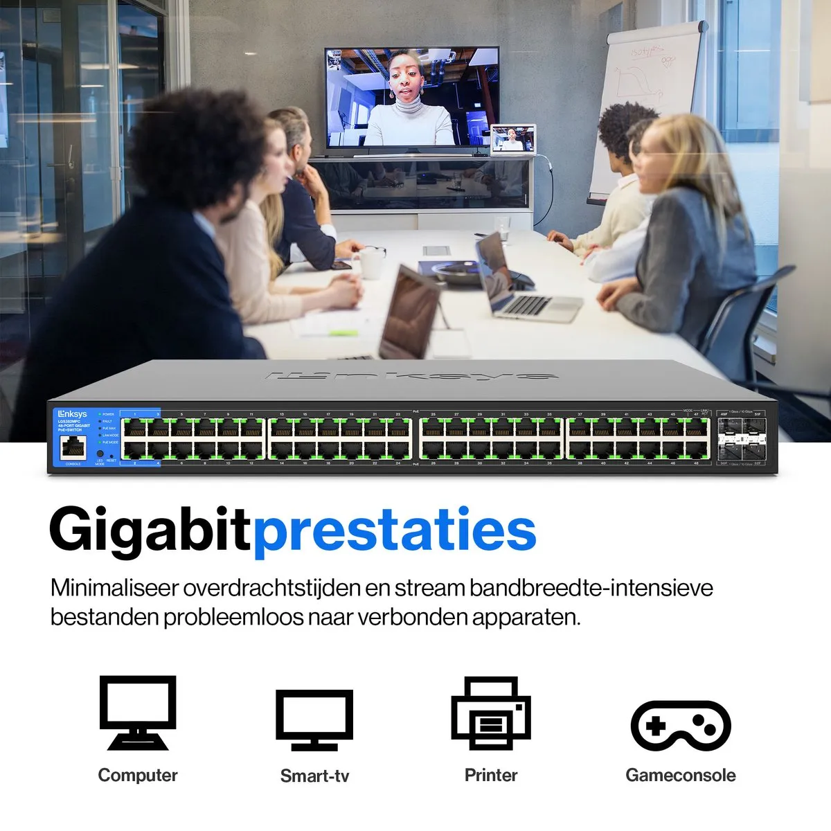 Linksys LGS352MPC - Netwerk Switch - Gigabit - Managed - 48 Poorten - PoE+ - Zwart