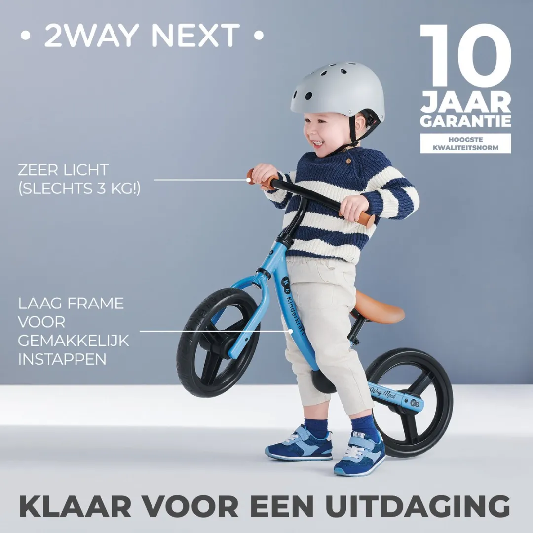 KinderKraft 2WAY NEXT Loopfiets 12" - Blauw
