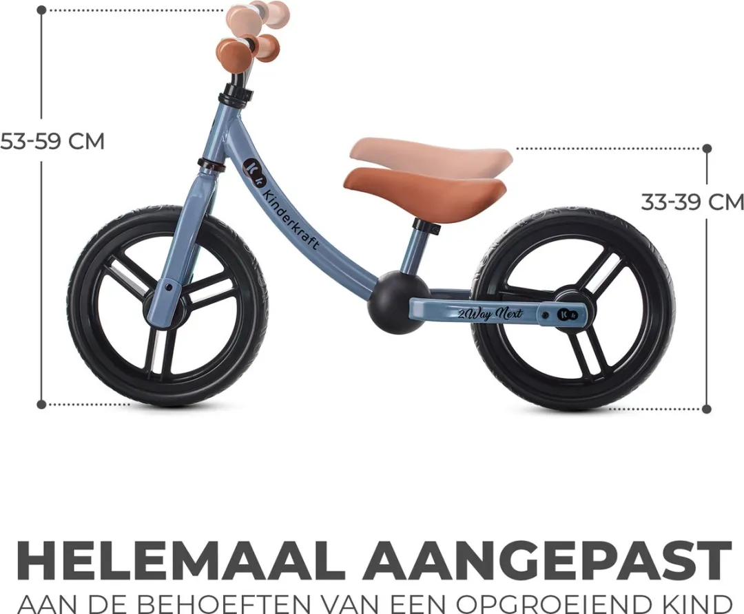 KinderKraft 2WAY NEXT Loopfiets 12" - Blauw