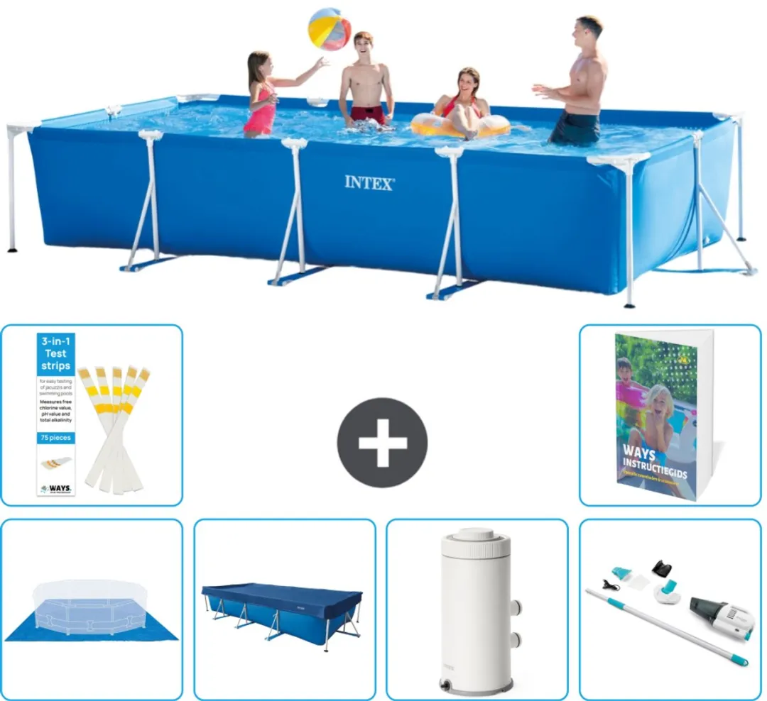 Intex Rechthoekig Frame Zwembad 450x220cm - Blauw - 7-delig