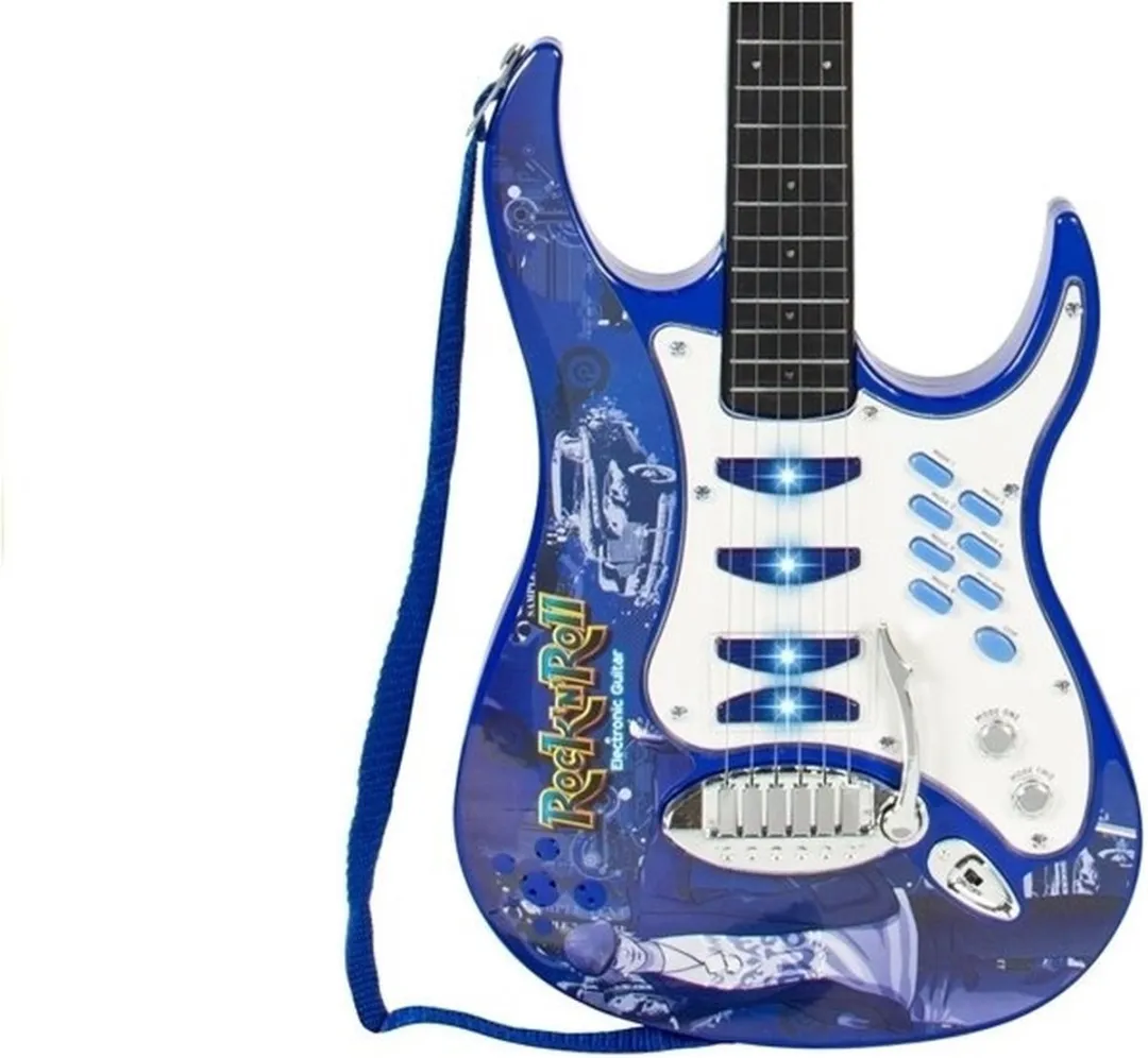 Lean Toys Kinderspeelgoed Gitaar Set - Blauw/Rood/Wit