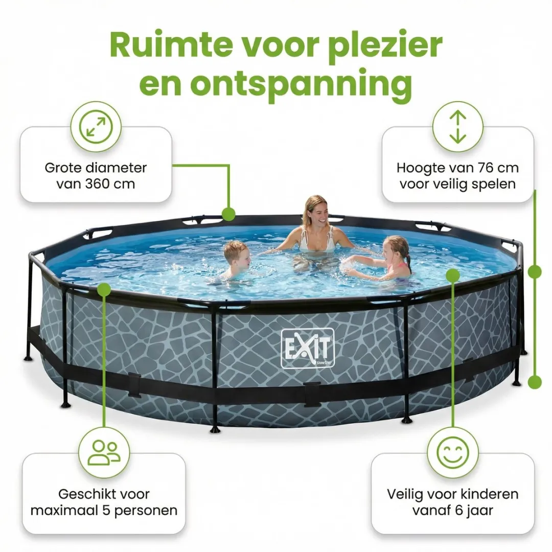 EXIT Toys Rond Zwembad 360x76cm - 6125L - Grijs