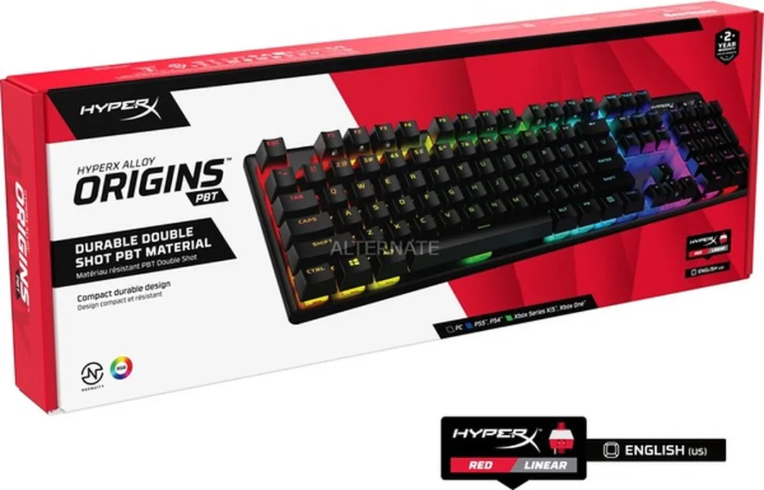 HyperX Alloy Origins PBT Mechanisch Gaming Toetsenbord - US QWERTY - Rood - afbeelding 6 van 6