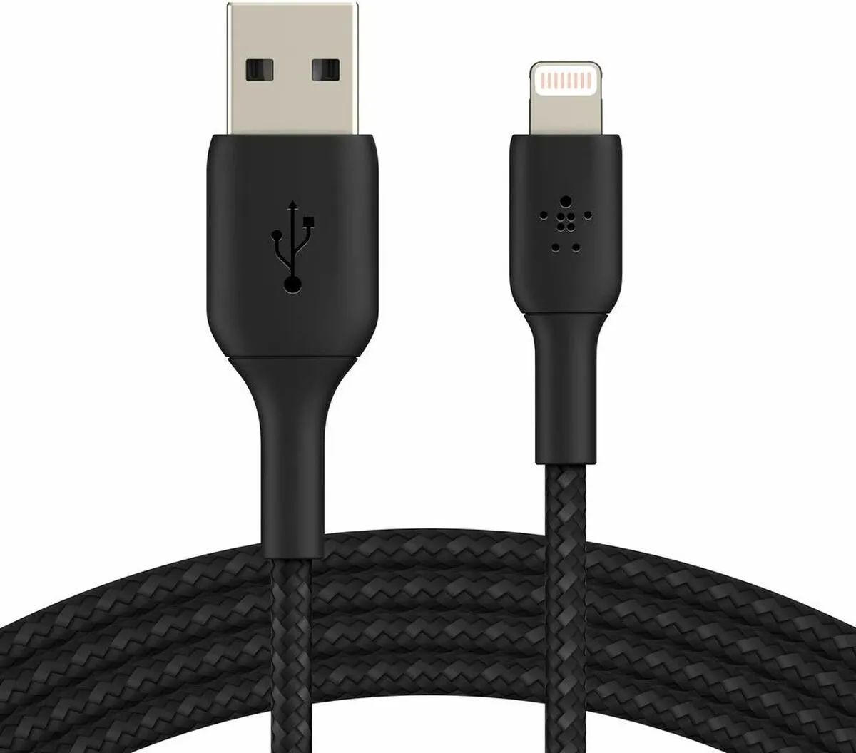 Belkin Braided iPhone Lightning USB Kabel CAA002bt0MBK - 15cm - Zwart