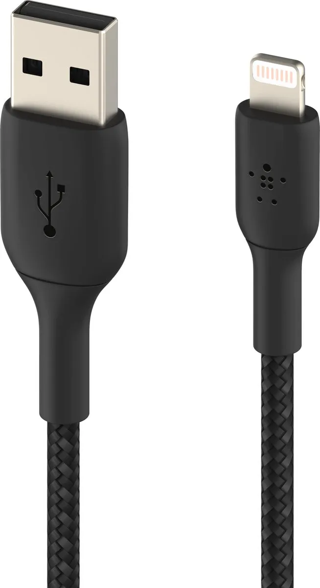 Belkin Braided iPhone Lightning USB Kabel CAA002bt0MBK - 15cm - Zwart