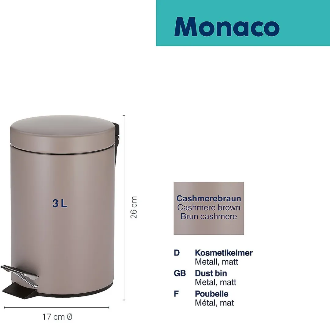 Kela Monaco Pedaal Afvalemmer 3L - Bruin