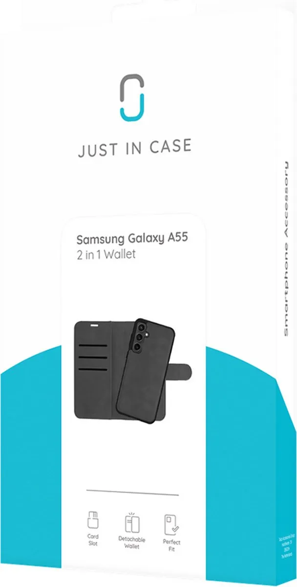 Just in Case Hoesje Samsung Galaxy A55 2-in-1 Bookcase - 3 Pasjes - Zwart