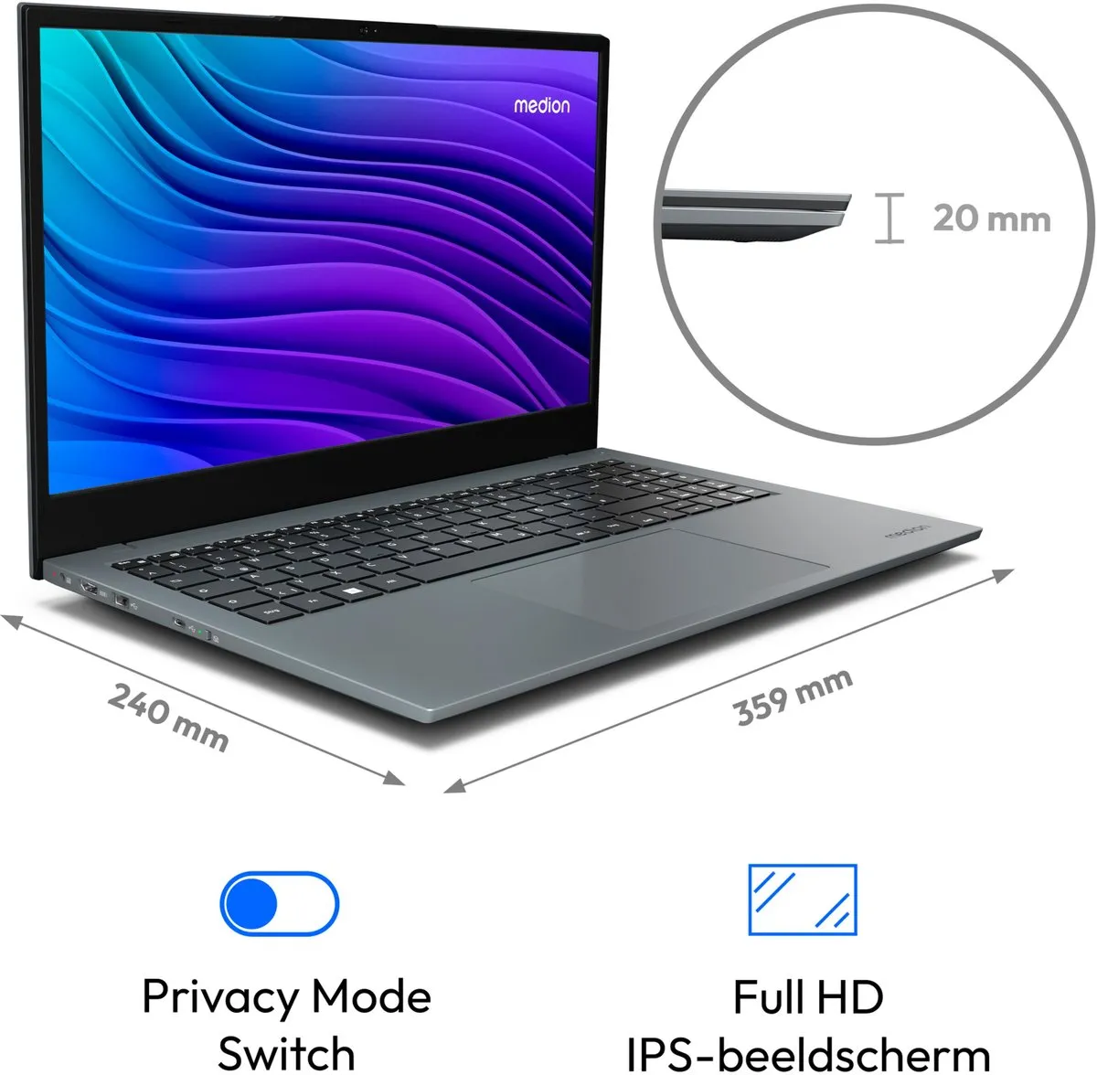 MEDION E15433 - Laptop, - Intel® Core™ i5-1235U- 15,6'' FHD-beeldscherm - 512 GB SSD - 16 GB RAM